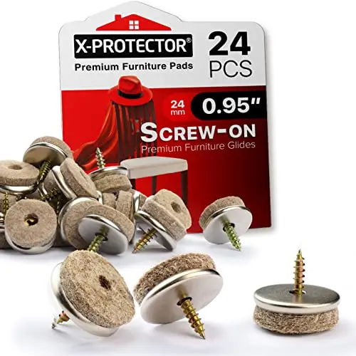 X-Protector screw-on felt furniture pads for hardwood floors