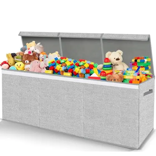 Pantryily light grey collapsible toy storage box with removable partitions