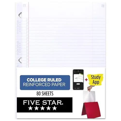 Five Star reinforced loose leaf paper showing clean writing surface