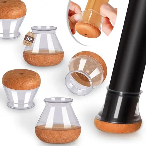 YOZON clear silicone chair leg protectors with reinforced felt for angled legs