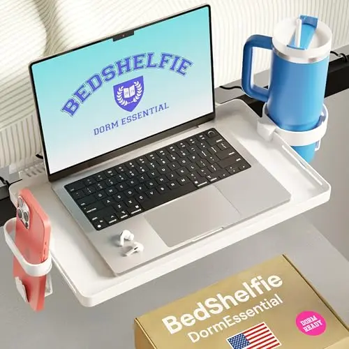 BedShelfie DormEssential modular bedside caddy with accessories