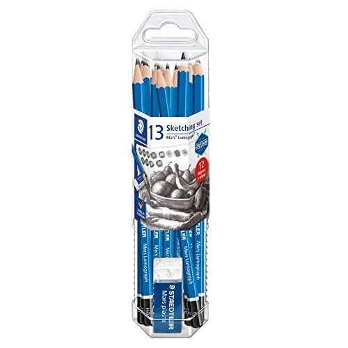 STAEDTLER Mars Lumograph graphite pencils set with eraser