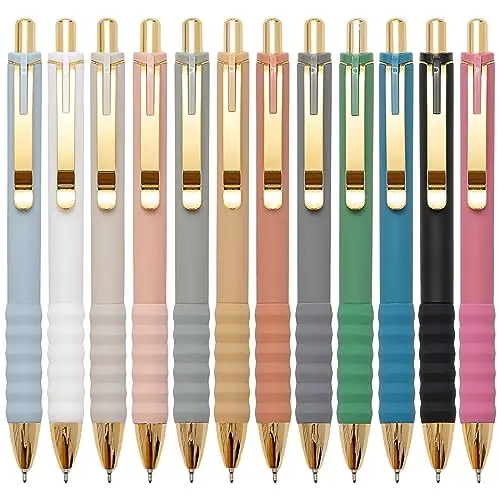 Aisibeiger ballpoint pens with gold finish and soft grip