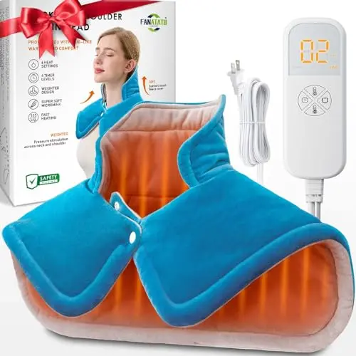 FANATATO weighted heating pad showing turquoise blue color and stone seed filling