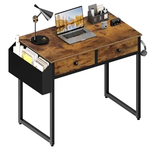 Lufeiya 31-inch computer desk with fabric drawers
