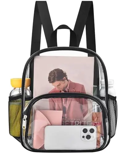 Busiuw clear backpack with front pocket and side mesh