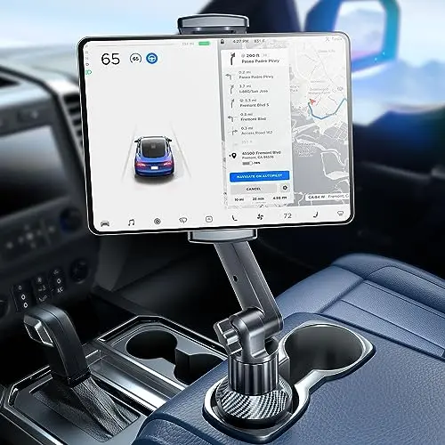 eSamcore cup holder tablet mount for car with deep clamp and adjustable neck