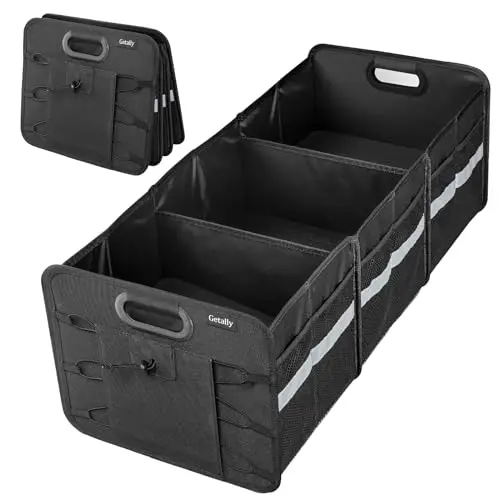 Getally trunk organizer with multiple compartments and mesh pockets
