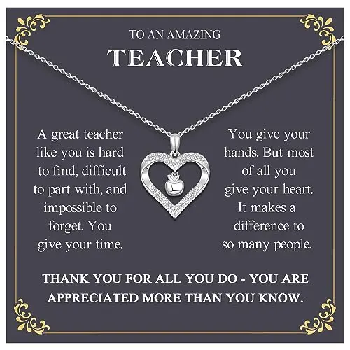 ACOGVN apple heart pendant necklace for teachers