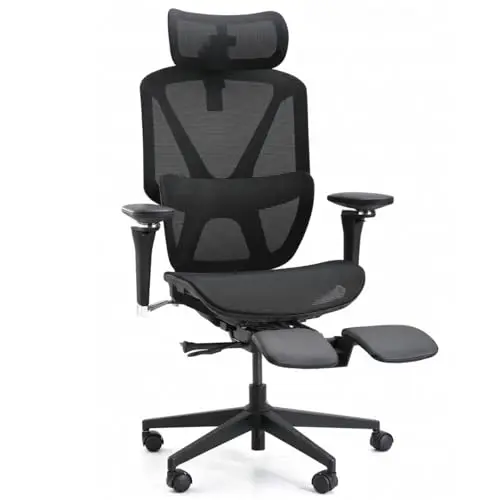Motostuhl ergonomic office chair with footrest and adjustable lumbar support