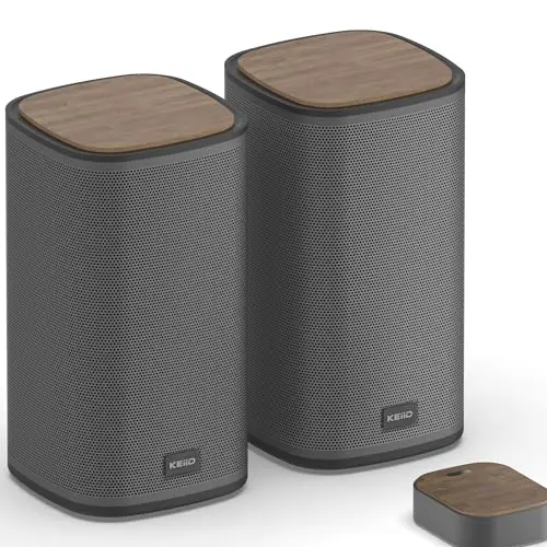 KEiiD KD-C02 computer speakers with wireless touch control pod on desk