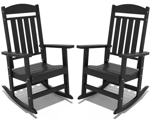FOOWIN black outdoor rocking chair set