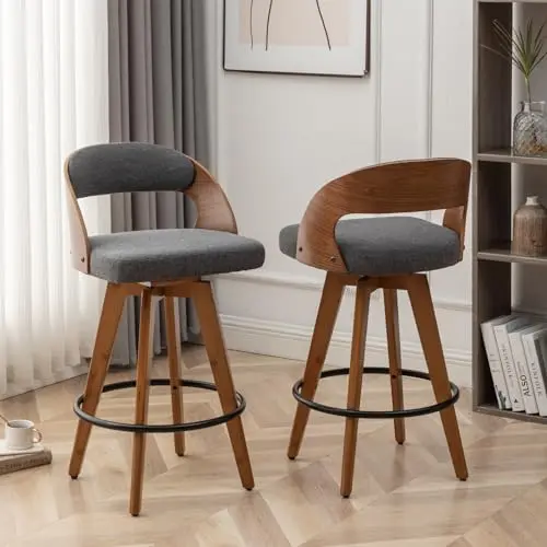 MEKLIBA swivel bar stools with fabric upholstery