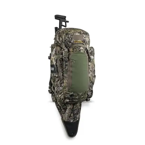 Eberlestock Team Elk hunting backpack with rifle scabbard and aluminum frame