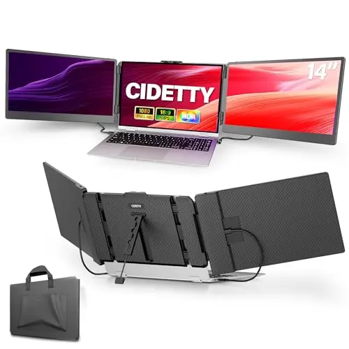 CIDETTY dual/triple laptop screen extender with built-in speakers