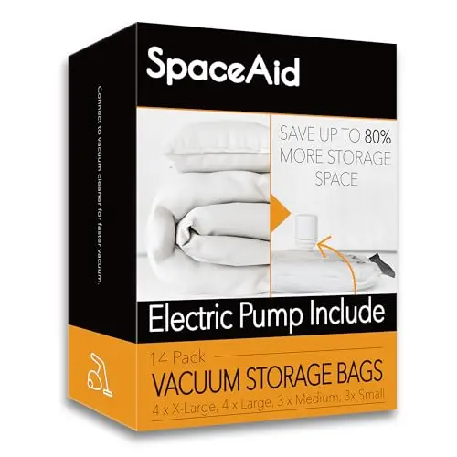 SpaceAid vacuum storage bags with electric air pump