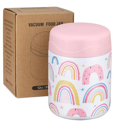 WIWENS 12oz insulated food jar with rainbow pattern