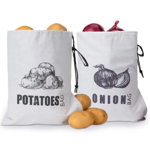 TOGETRUE fabric onion storage bag with drawstring and side zipper