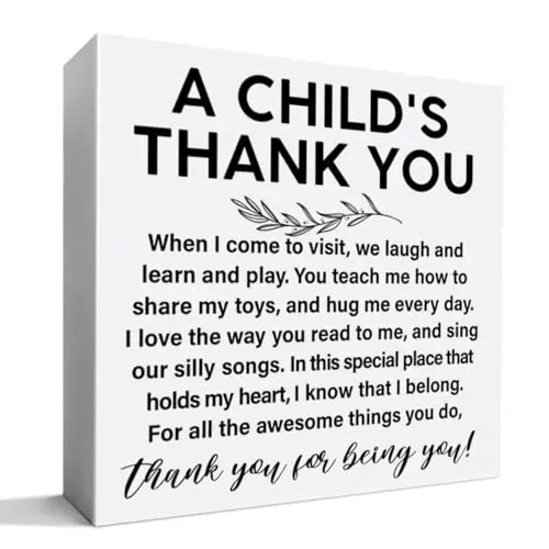 ZODGMED wooden box sign with childcare appreciation message