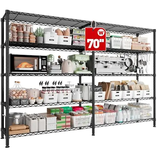 REIBII 5-tier wide wire storage shelf with adjustable heights
