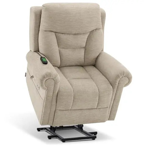 MCOMBO beige triple motor power lift recliner with adjustable headrest