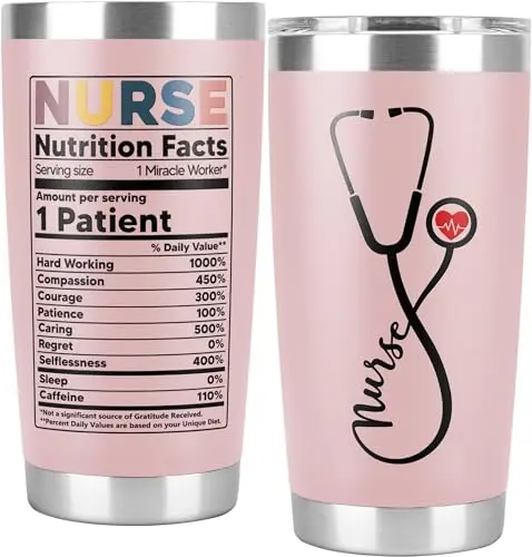 CURTIZON nurse tumbler with humorous nutrition facts design