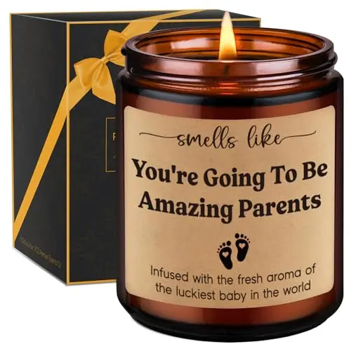 GSPY scented candle for new parents with lavender fragrance and funny message