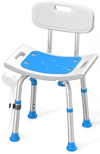 HOMLAND white shower chair with removable backrest