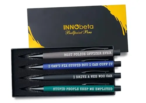 InnoBeta Police Gifts Pen Set with four motivational inscriptions