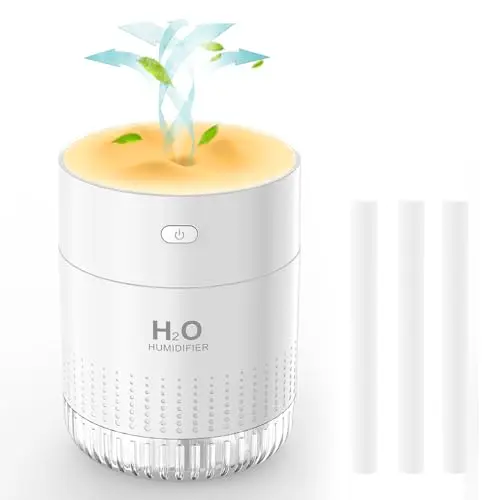HOTBAG mini desktop humidifier with night light in white