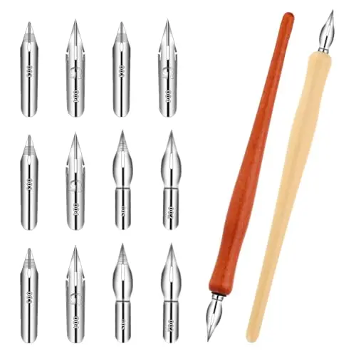 Piriuuo 14-piece ergonomic dip pen set