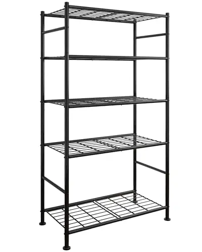 Sakugi 5-tier metal storage shelf with adjustable shelves and leveling feet