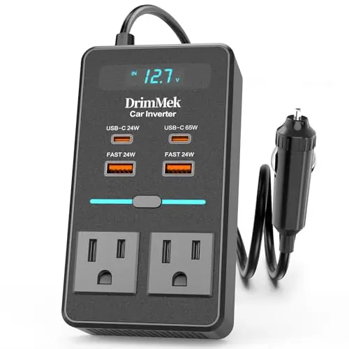 DrimMek 300W car power inverter with LED display and multiple charging ports