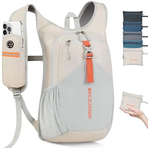 BECOJADDE 15L foldable hiking backpack in beige