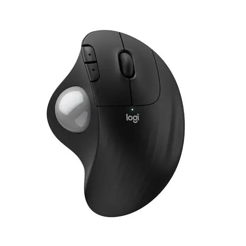 Logitech Ergo M575S wireless trackball mouse with black and silver design