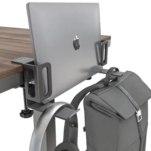 NODOCA black vertical laptop stand with headphone holder