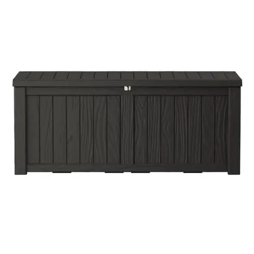 TARKARI 150 gallon black resin deck box with lockable lid