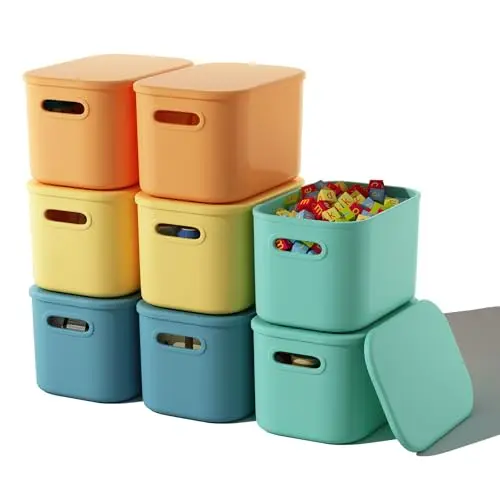 ORGIDOL colorful plastic storage containers with lids and handles