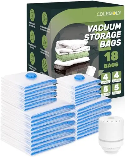 Colemoly multi-size vacuum storage bags with electric pump for comprehensive organization