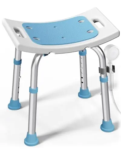 HOMLAND shower chair with suction cup feet and adjustable height
