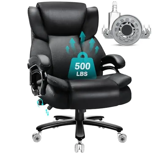 Indulgear big and tall office chair with adjustable lumbar and rubber wheels