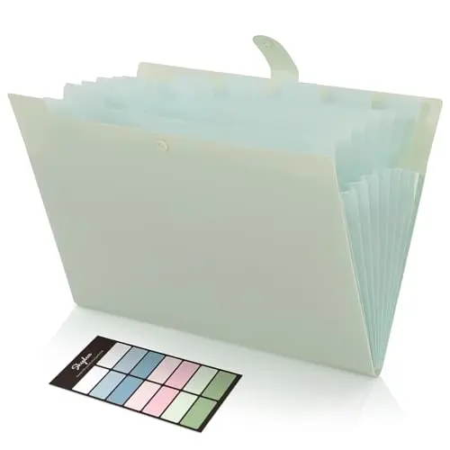 SKYDUE light green expanding file folder with 8 pockets