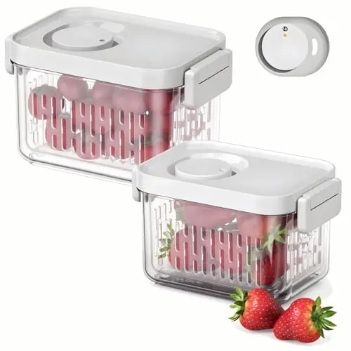 Vacane berry keeper container with date dial and slide venting system