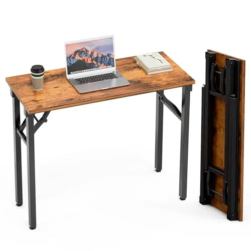 TEMI 35.8-inch folding computer desk in rustic brown