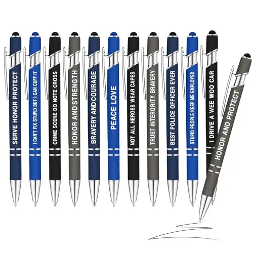 Sayglossy 12-pack police ballpoint pens with motivational words
