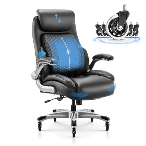COLAMY high back executive chair with pop-out lumbar support