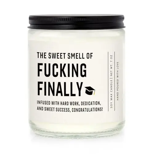 Shqiueos graduation candle with lavender and eucalyptus scent