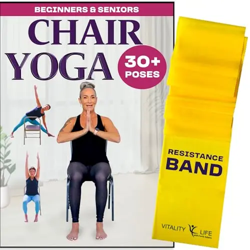 Chair yoga DVD for seniors and beginners including resistance band and bonus workouts