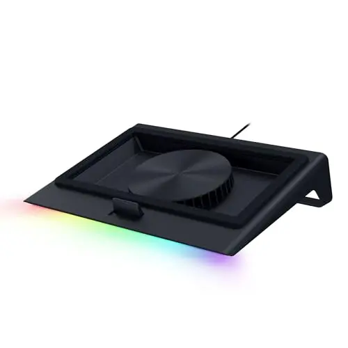 Razer Laptop Cooling Pad showing smart cooling technology and Chroma RGB lighting
