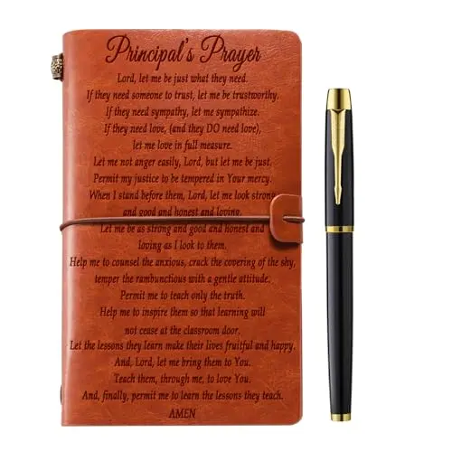 Muzuis leather journal with principal's prayer debossing
